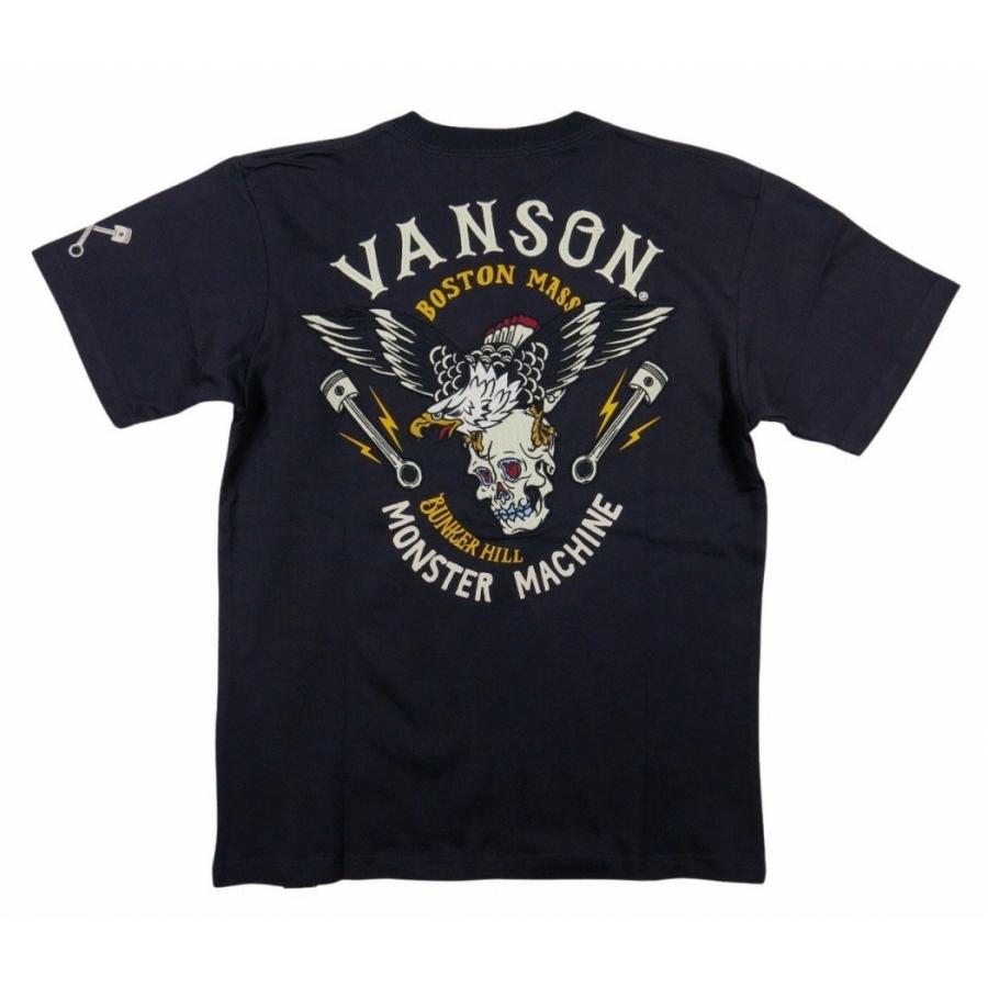 VANSON バンソン アメリカンイーグル スカル ピストン刺繍 半袖 Tシャツ NVST-2214｜jtwoshop｜04