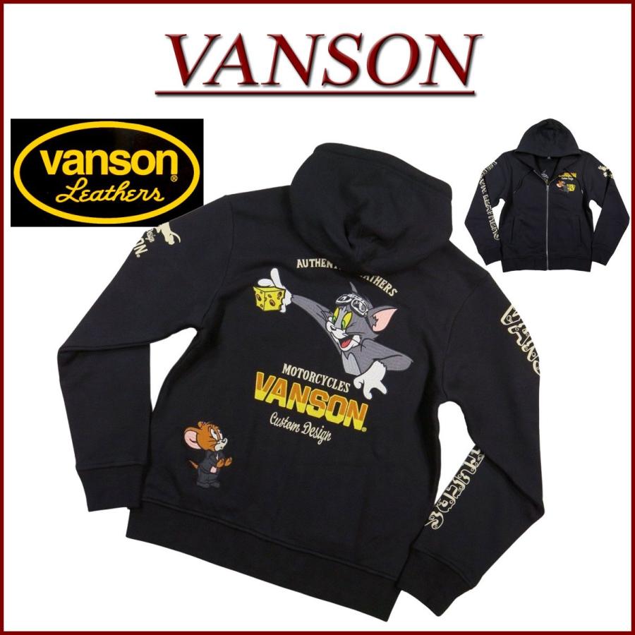 VANSON バンソン × TOM & JERRY トムとジェリー コラボ 刺繍 ジップパーカー TJV-2304 | VANSON