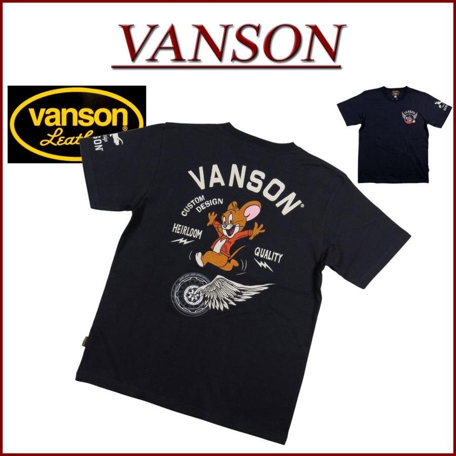 き*味様 VANSON×TOM&JERRY コラボシャツ　刺繍 VANSON（バンソン） × TOM & JERRY トムとジェリー コラボ 刺繍 半袖 T