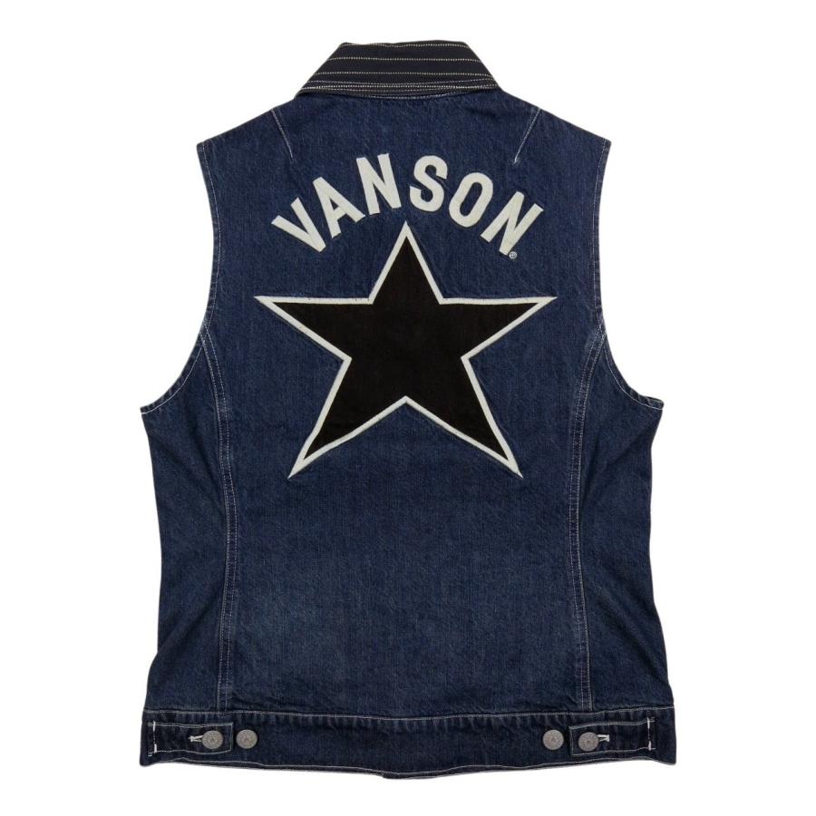 【美品】ベスト　メンズ　VANSON（バンソン）　ウォバッシュ　ストライプ VANSON（バンソン） ワンスター刺繍 ウォバッシュストライプ切替