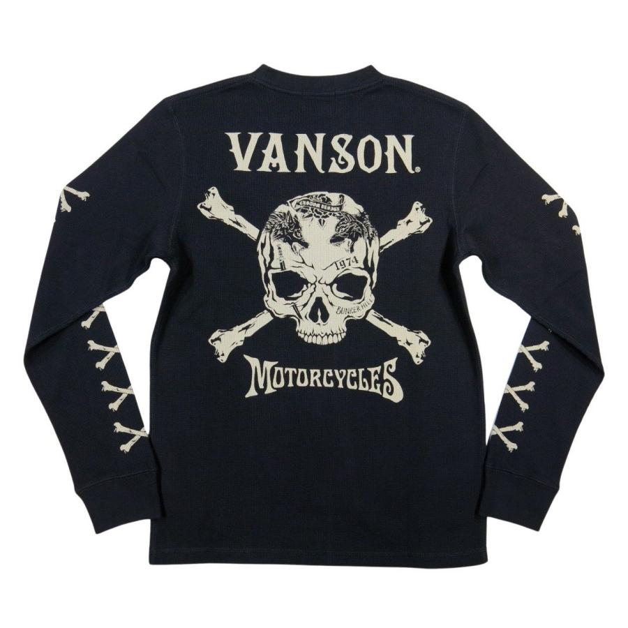 VANSON（バンソン） スカル クロスボーンプリント サーマル ロンT NVLT 