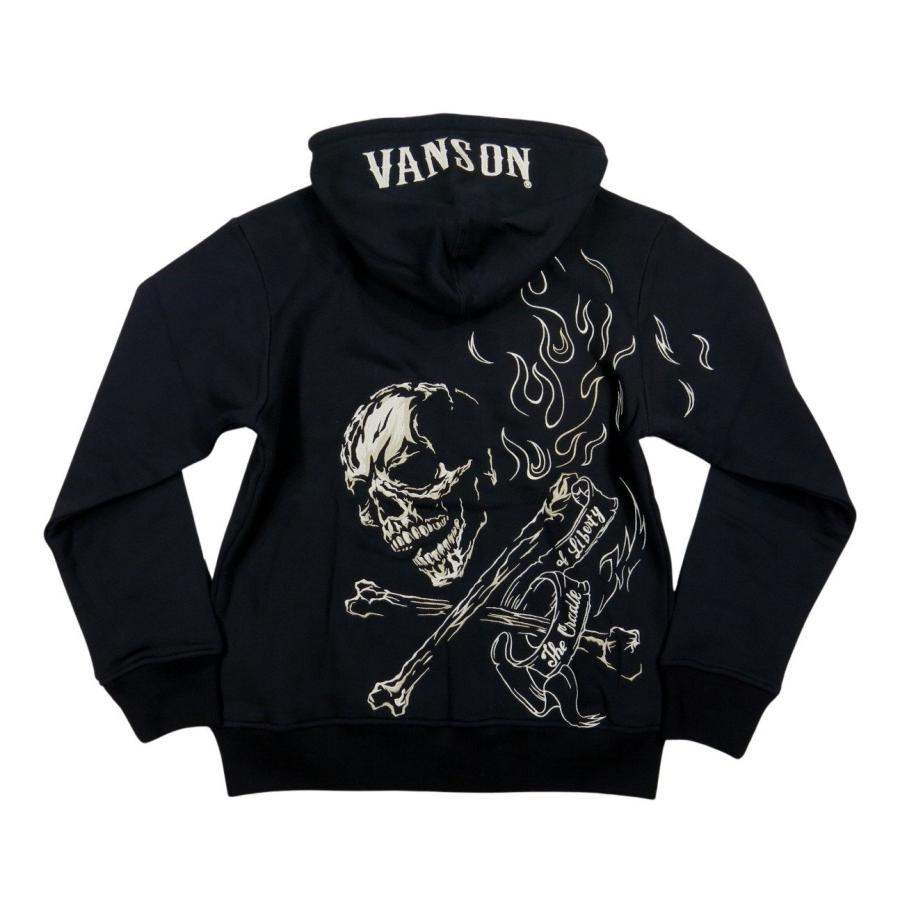 マークアンドアロナ　スカル刺繍 フルジップパーカー 黒 MARK&LONA マークアンドロナ スウェット 長袖ジップパーカー ロゴ