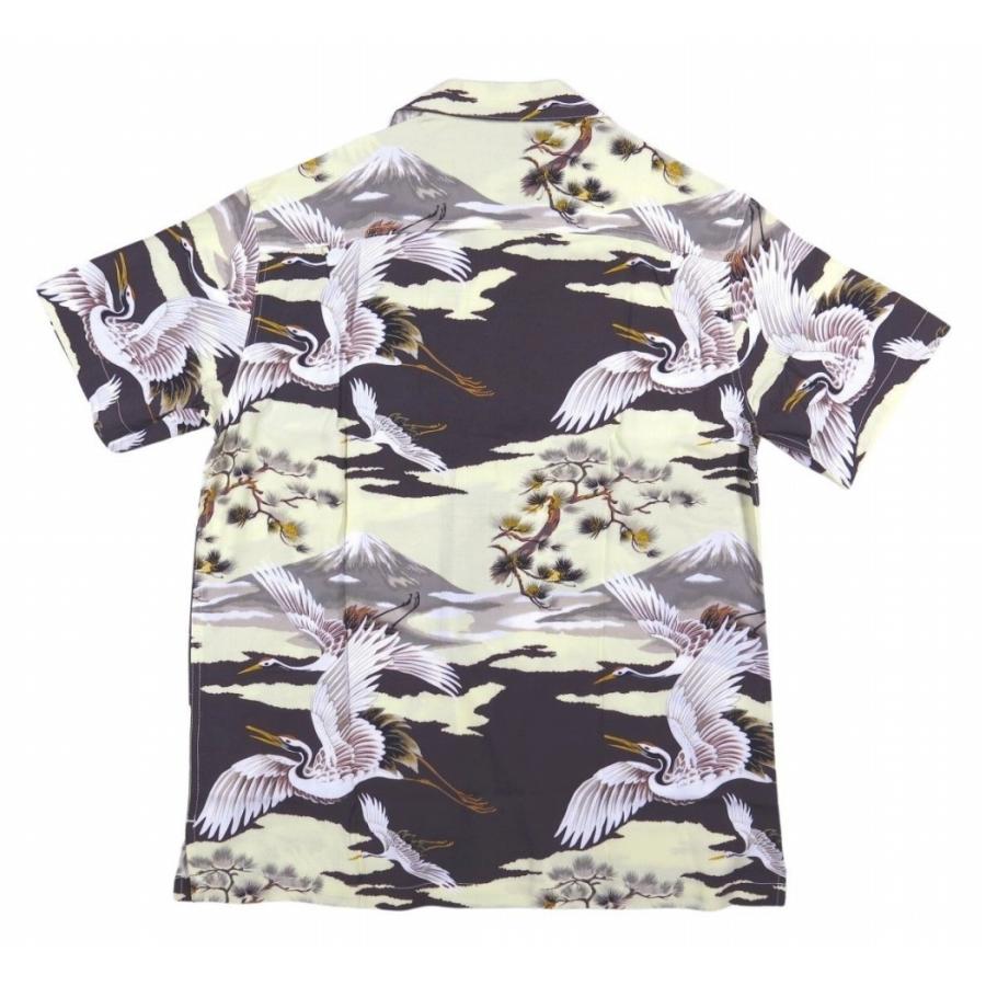 鶴松 富士 半袖 和柄 レーヨン100% アロハシャツ メンズ : wu5015  