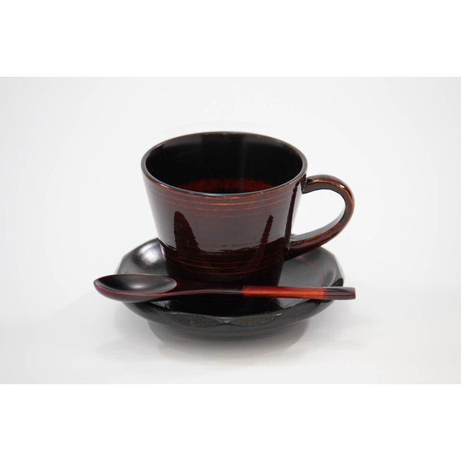 漆器 カップ ご当地 山本漆器店 木製手付きカップ 皿・スプーン付 八雲