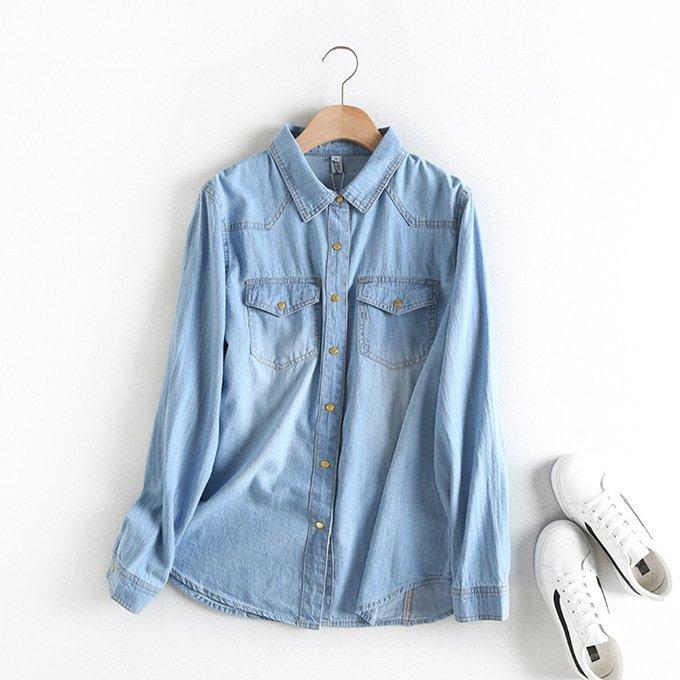 21 春夏秋物新作 レディース トップス デニムシャツ ウエスタンシャツ 綿デニム ゴールド スナップボタン 2重ステッチ コットン 2ポケット ２重ステッチ ウエ Zhnral1w5a トップス Windowrevival Co Nz