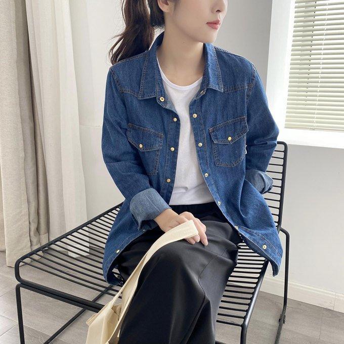 21 春夏秋物新作 レディース トップス デニムシャツ ウエスタンシャツ 綿デニム ゴールド スナップボタン 2重ステッチ コットン 2ポケット ２重ステッチ ウエ Zhnral1w5a トップス Windowrevival Co Nz
