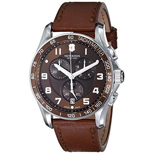 Victorinox Men's 241653 Classic Stainless Steel Watch with Brown Leather Band