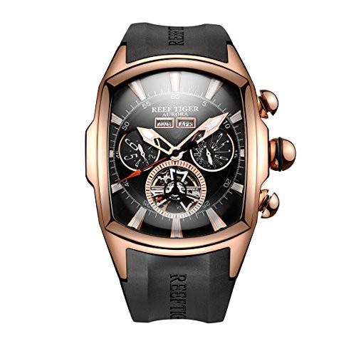 Reef Watches Tiger For Rubber Tone Tourbillon Men Wrist Rga3069 Strap Rose Rubber Gold Watches Sport Rga3069 Rga3069 Pbb