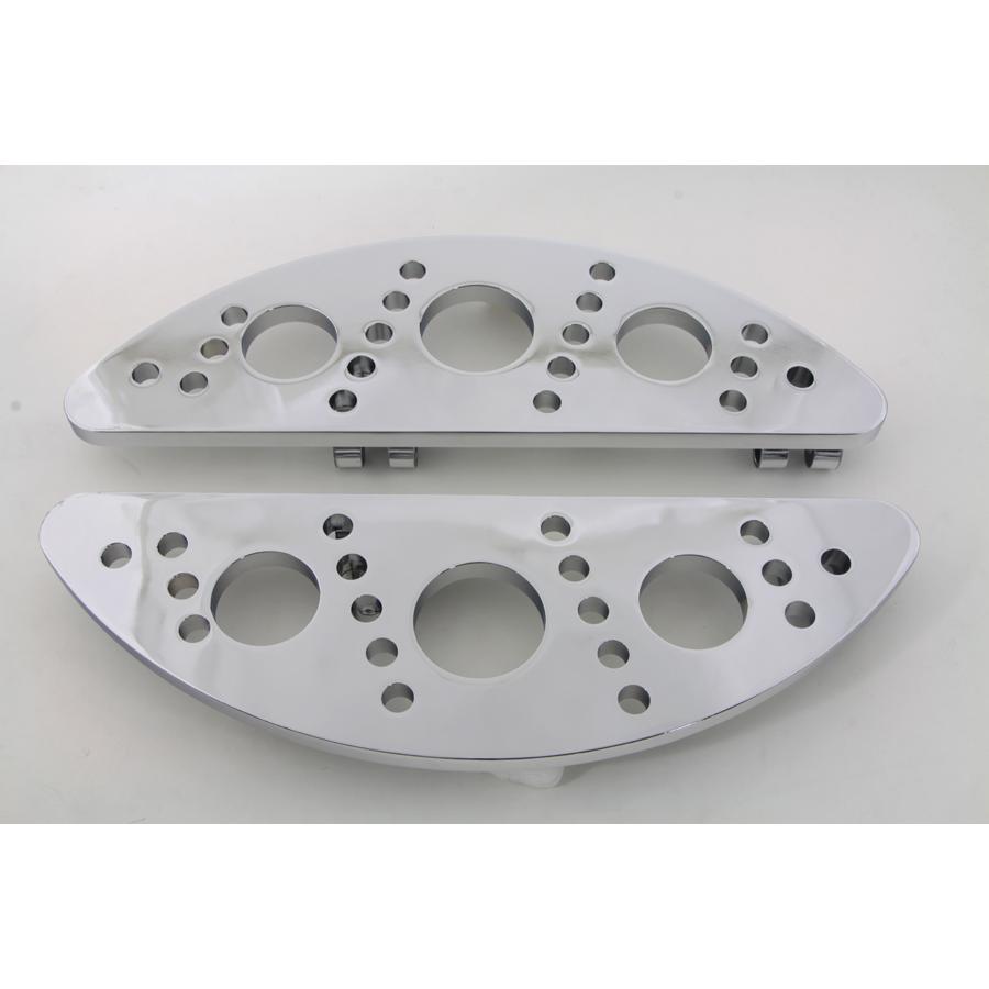 クローム ドライバー フットボード ドリル ハーフムーン 半月 マウント付属 長さ15-1/4\" 幅4-3/4\" Driver Footboard FLT 1980-UP FLST 1986-UP ハーレーの画像