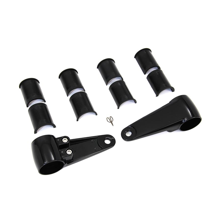 マウントブラケット 黒 クランプ ヘッドライト サイド マウント スタイル 当時物 希少 デッドストック Side Mount Headlamp Bracket Kit Black ハーレーの画像