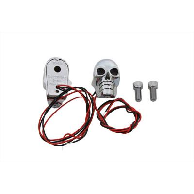 レッド 赤 LED アイ 2インチ 頭蓋骨 髑髏 骨 ドクロ スカル マーカー ランプ ライト Chrome Skull Marker Lamp with Red LED ハーレーの画像