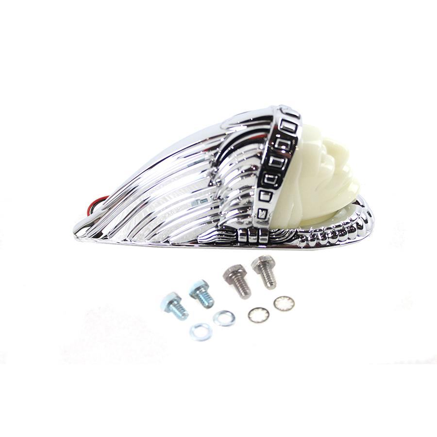 クローム インディアン ヘッド フェンダー オーナメント 飾り ライト配線 固定ボルト 付属 フロント リヤ Indian Head Fender Ornament Chrome ハーレー_3