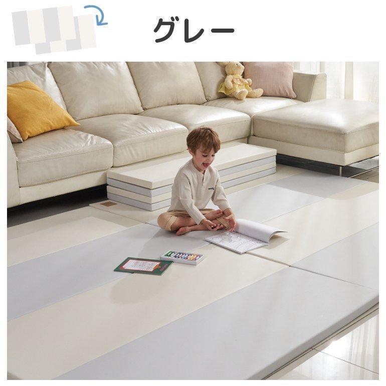 柔らかな質感の プレイマット ベビー Caraz フロアマット 4段 厚手 折りたたみ おしゃれ 防水 防音 出産祝い 北欧 収納 防炎