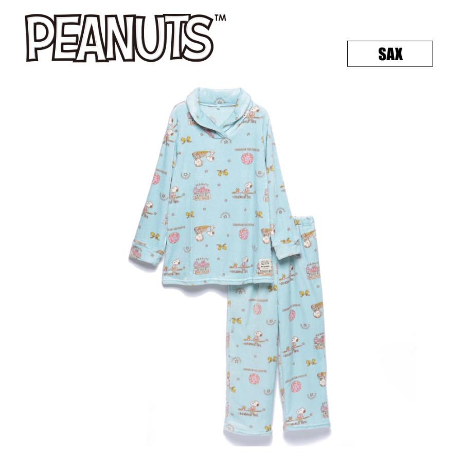 PEANUTS 【PEANUTS】ふわもこプレミアムカフェ柄ルームウェア/全2色 ルームウェア セットアップ ピーナッツ スヌーピー ふわもこ ...