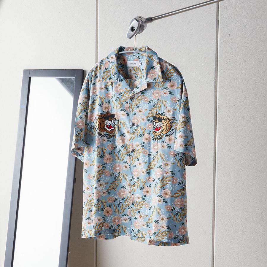ATELANE 【ATELANE】フラワープリントトラ刺繍S/Sオープンシャツ