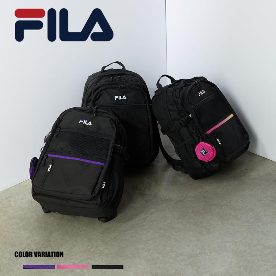 新品 FILA リュック ブラック 黒 シンプル レディース メンズ ブランド ロゴ メッシュポケット FILA（フィラ） 【FILA】メッシュミニポーチ付きスクールリュック/全3