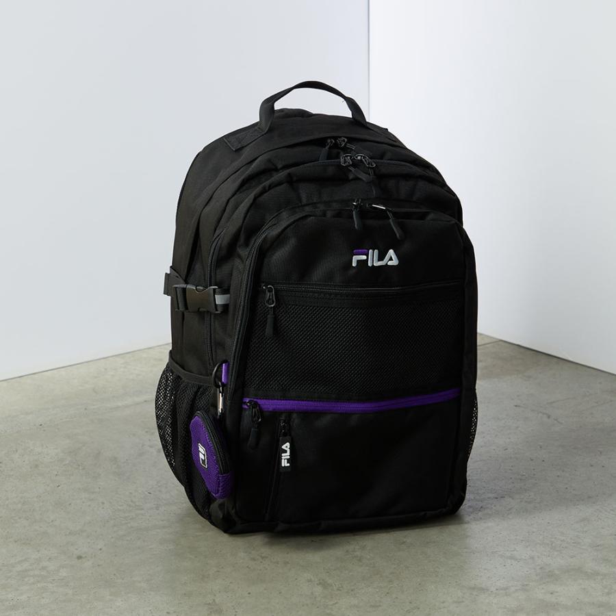 新品 FILA リュック ブラック 黒 シンプル レディース メンズ ブランド ロゴ メッシュポケット FILA（フィラ） 【FILA】メッシュミニポーチ付きスクールリュック/全3