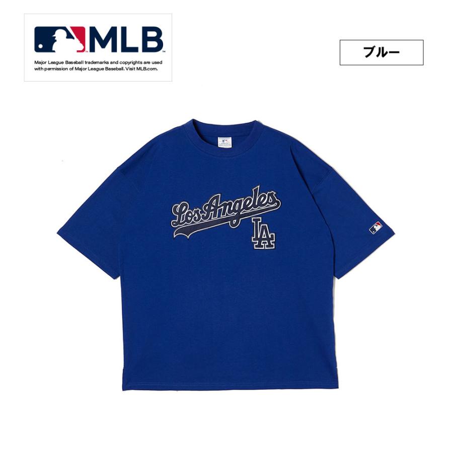 L*k様 STONE  ワッペンロゴ Tシャツ M ブルー コットン MLB 【MLB】ワッペンロゴTee/全5色 トップス Tシャツ 春 夏 シンプル
