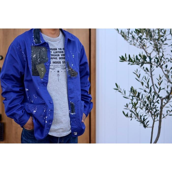 ○△× パッチワーク カバーオール　フレンチワークジャケット rebear by Johnbull】パッチワークカバーオールジャケット