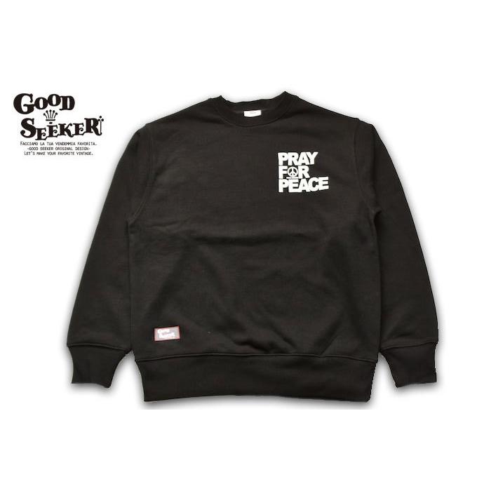 GOOD SEEKER グッドシーカー / Heavy weight crew neck sweat 「PRAY FOR PEACE」 ヴィンテージタイプ ヘビーウェイト gs-021｜juice16