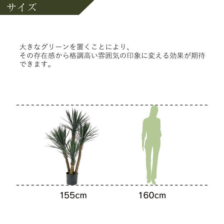 大型 フェイクグリーン「ユッカ 155cm シルカ（Silk-ka）」おしゃれ リアル 人工観葉植物 樹木 インテリアグリーン 青年の木