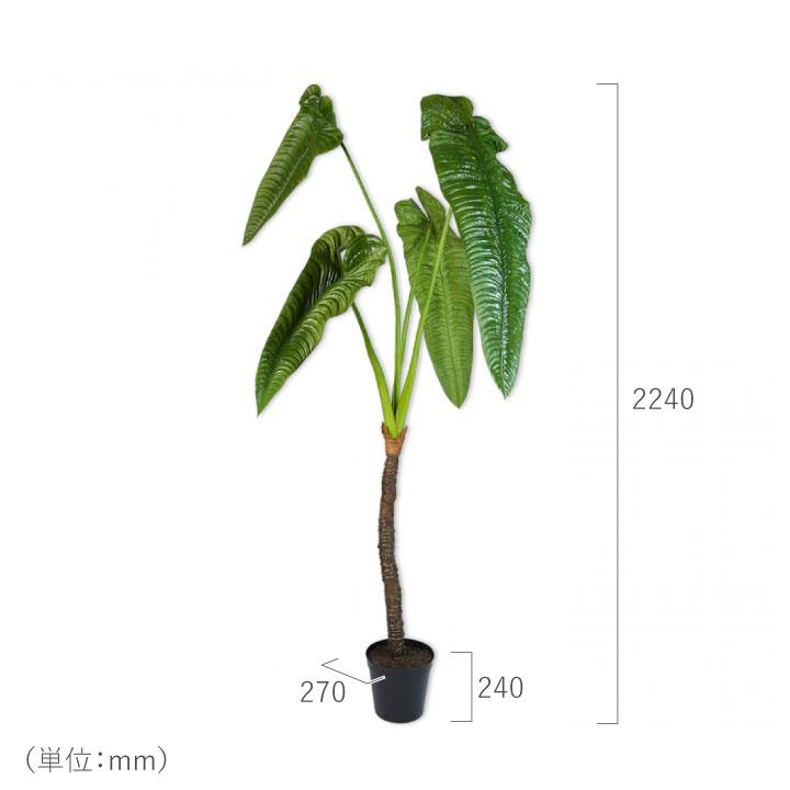 フェイクグリーン 大型「アロカシア 224cm シルカ（Silk-ka）」 おしゃれ リアル 人工観葉植物 草花 インテリア グリーン クワズイモ｜juicygarden｜05