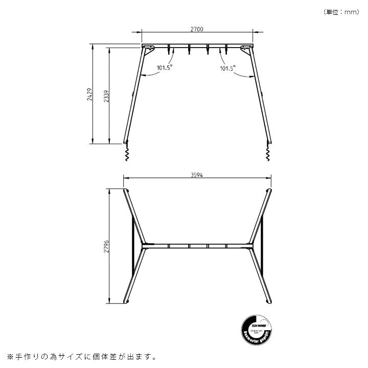 DIY 屋外 木製 家庭用遊具 ブランコフレームセット 「はらっぱギャング はらっぱSWING(エコアコールウッドセット) ※ブランコ別売り」 自作 ※送料無料対象外|郵便ポスト・表札のJUICYGARDEN|05