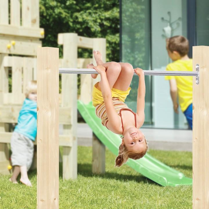 DIY 屋外 木製 家庭用遊具 ステンレス鉄棒 「はらっぱGYM シングル 鉄棒幅900mm（エコアコールウッドセット） はらっぱギャング」  自作｜juicygarden｜04