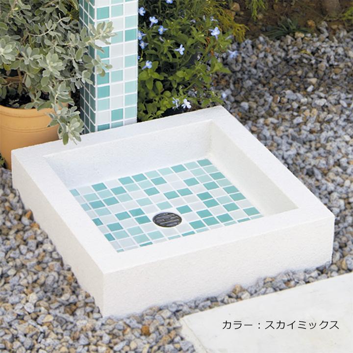 水受け ガーデンパン モザイクタイル ガラス セラミック カラフル