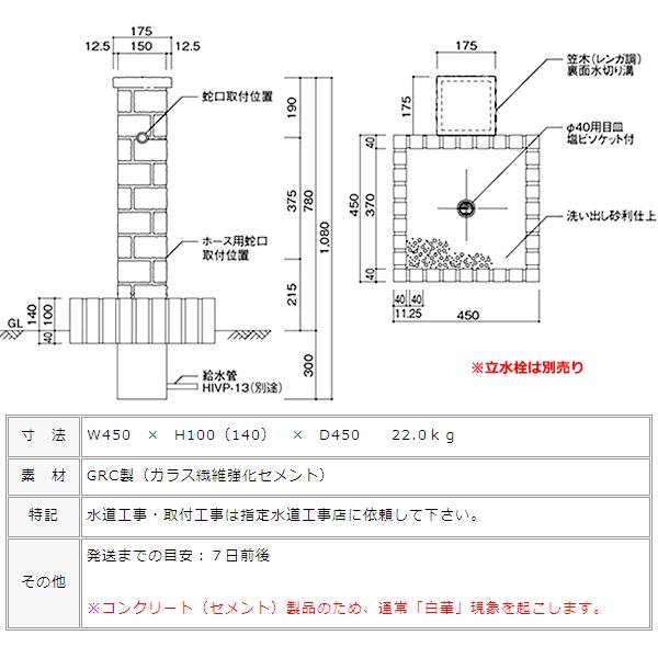 立水栓 水受け 「ネオキャスティパン」 レンガタイプのガーデンパン 水
