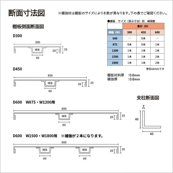 スチールラック スチール棚 業務用 高さ1500×幅875×奥行450mm 4段 単体 EK軽量 120kg/段(アングルボルト) アイボリー/グレー (23kg)｜juki-rack｜03