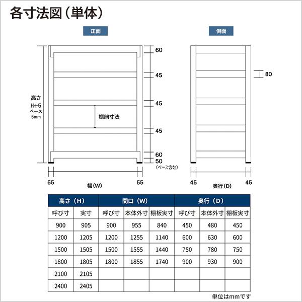 スチールラック スチール棚 業務用 高さ2100×幅1800×奥行450mm 2段 単体 EK中量 500kg/段(ボルトレス) アイボリー/グリーン (57kg)の画像