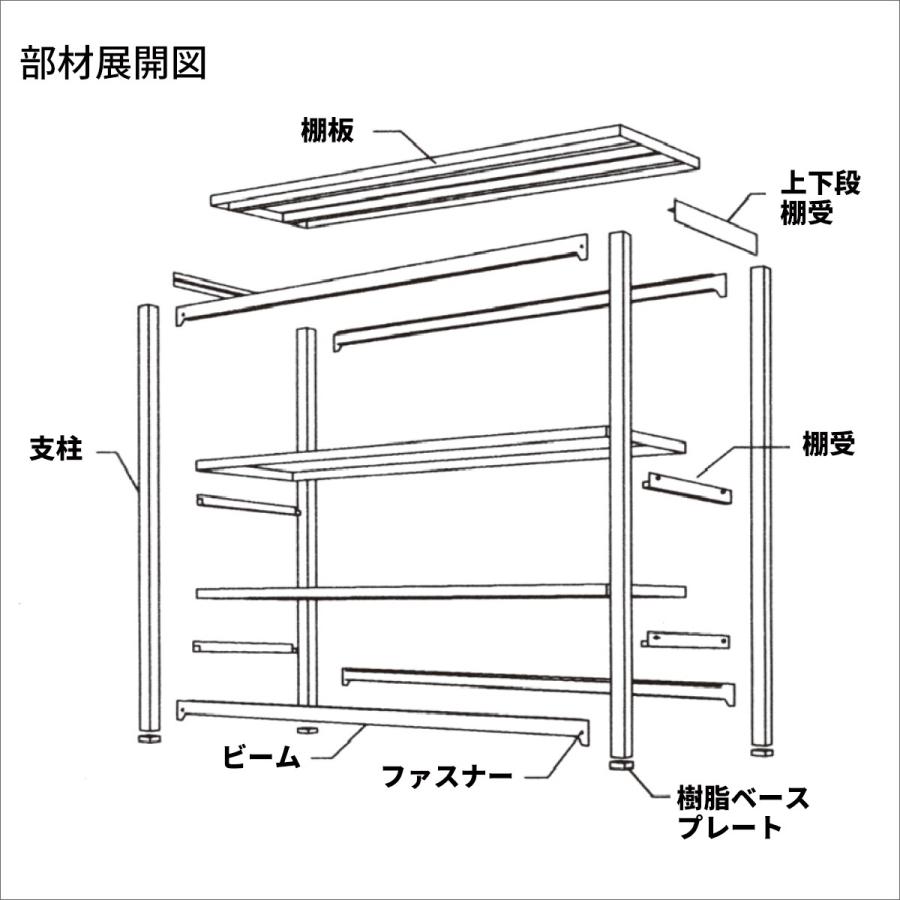 スチールラック スチール棚 業務用 高さ1200×幅900×奥行600mm 2段 連結 MK中軽量 200kg/段(ボルトレス) ライトアイボリー (22kg)の画像