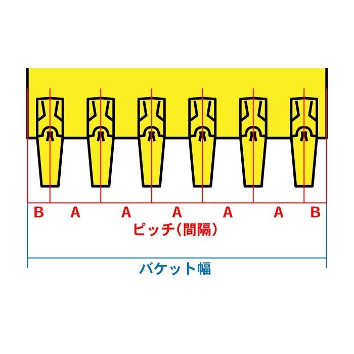 ツース盤 H18(マルチタイプ) 縦ピン 4枚セット ワイド幅 全幅460mm-700mm 樋口製作所 ユンボ 平爪 平刃 バケット ツース｜juko-in｜04