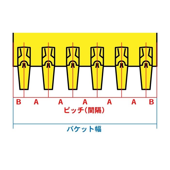 ユジン　２枚 ツース盤 22S(0.22) 縦ピン 4枚セット バケット幅 全幅651mm-771mm