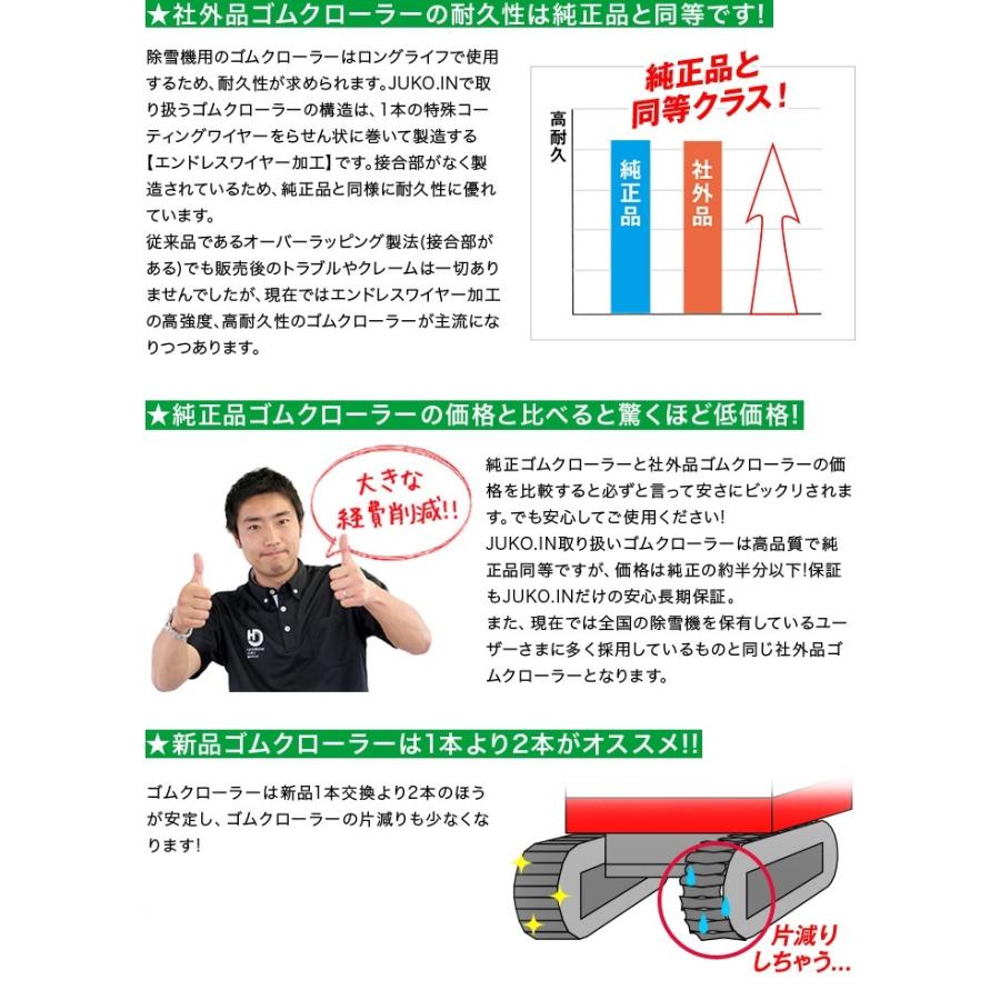 東日興産 除雪機 ゴムクローラー 120x60x20 NN126020 芯金レス 2本