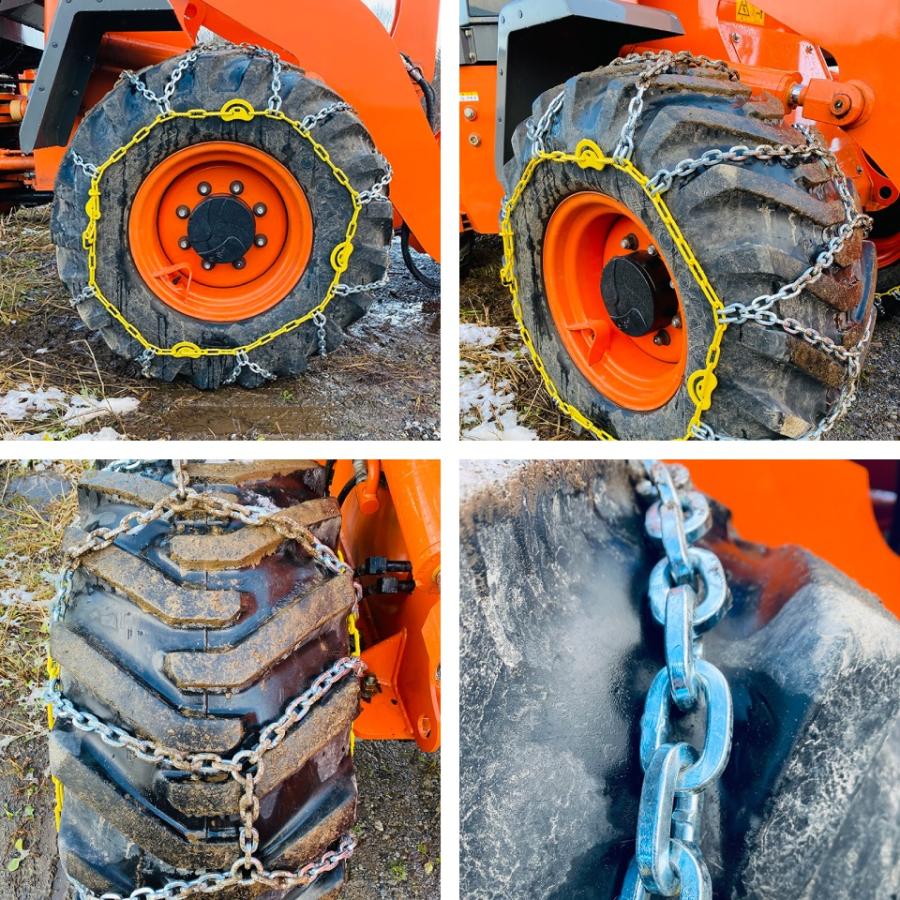 ホイールローダー／重機／除雪車のタイヤチェーン4本セット