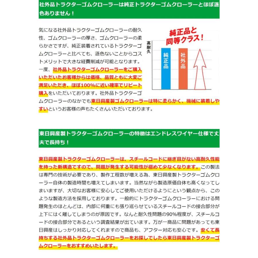 トラクター用ゴムクローラー|クボタ|KL5150|400x90x42|KP409042|穴開きタイプ|2本|東日興産｜juko-in｜05