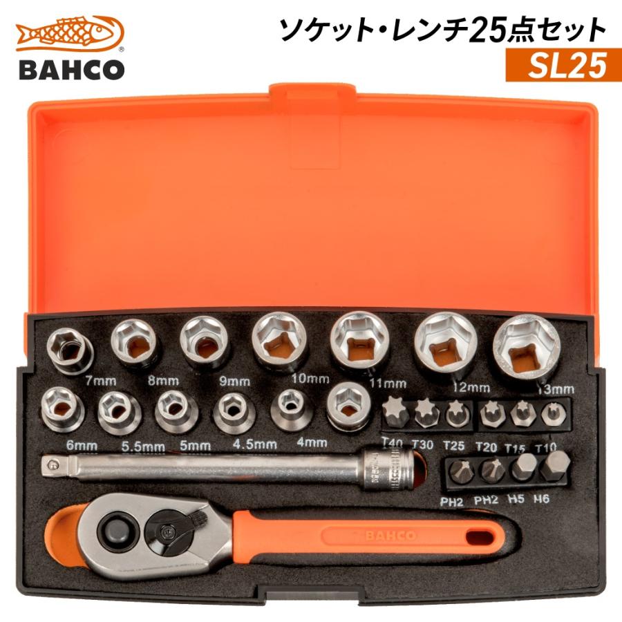 BAHCO（バーコ） ソケットレンチ25点セット SL25 差込角6.35mm(1/4