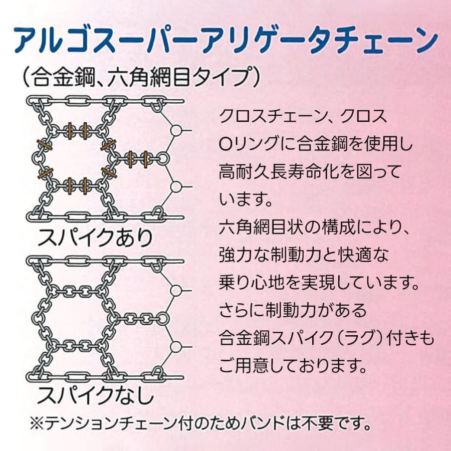 建設機械用タイヤチェーン 12.5/70-16 線径7×7 アルゴスーパーアリゲーター スパイクなし SK-N12716A 1ペア(タイヤ2本分) 三菱製鋼の画像