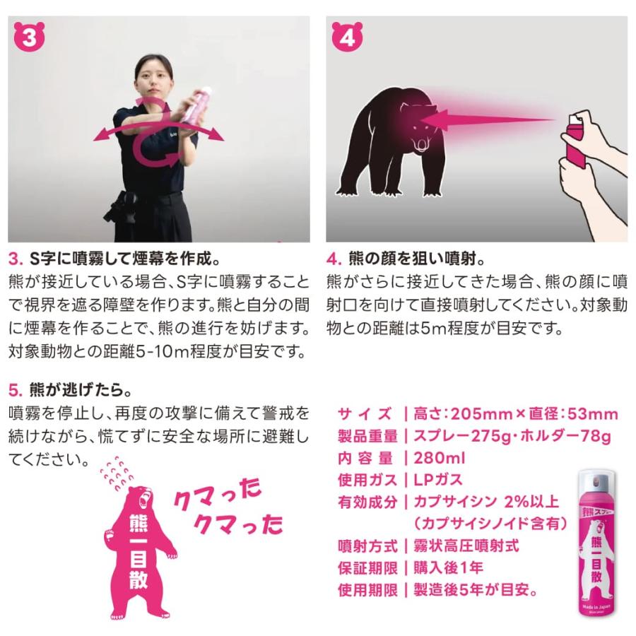 熊撃退スプレー 本体 熊一目散 熊忌避剤 アウトドア キャンプ 登山 熊