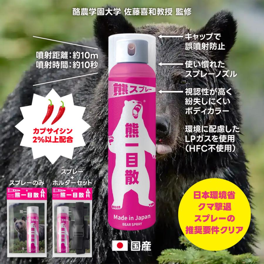 熊撃退スプレー 専用ホルダーセット 熊一目散 熊忌避剤 アウトドア