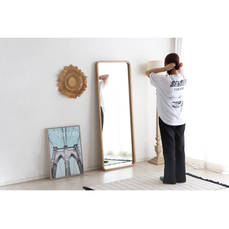 鏡　姿見　立て掛け　アンティーク　ナチュラル　おしゃれ 全身鏡 姿見鏡 スタンドミラー 幅60x高さ160cm 大型 ワイド
