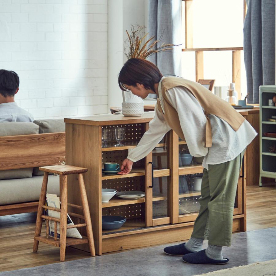 関家具 HERME エルメ キャビネット 幅120cm ガラス 棚 食器棚 キッチン