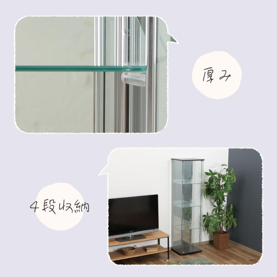 不二貿易（Fuji Boeki） ガラスコレクションケース 背面ミラー付き 4段