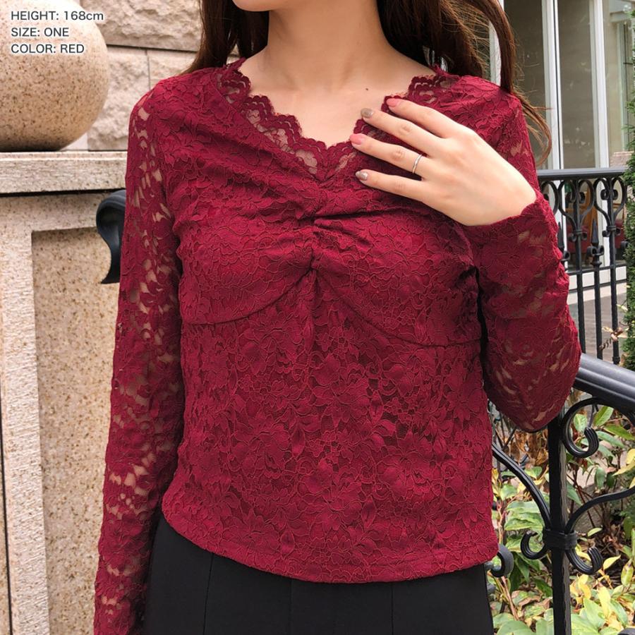 レーストップス レディース 長袖 Vネック 長袖トップス フロントシャーリング レース トップス 611 611 Julia Boutique 通販 Yahoo ショッピング