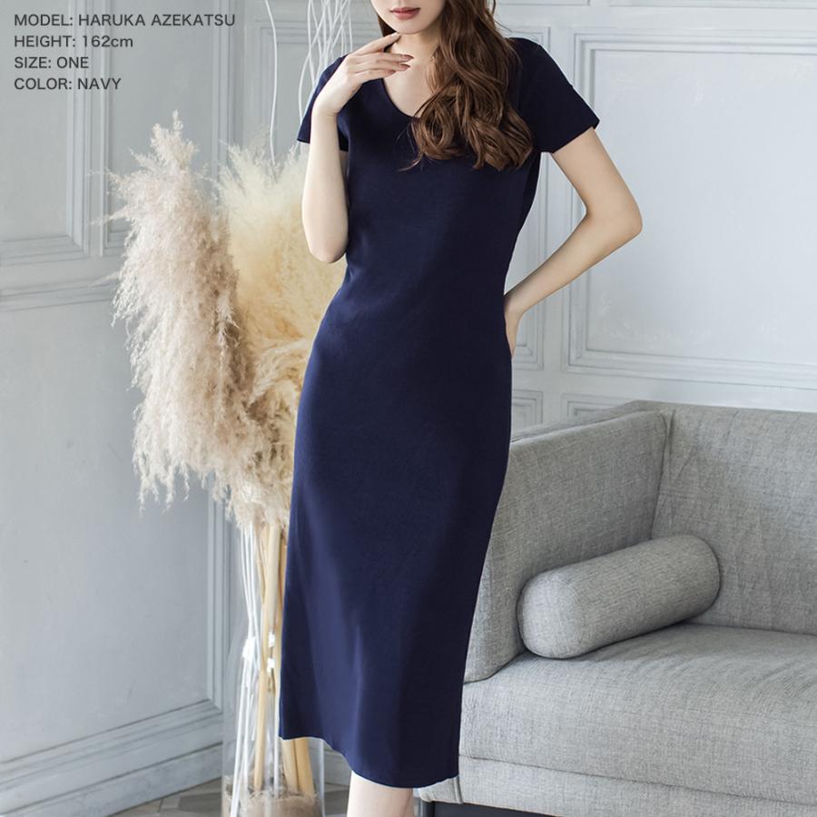 ニットワンピース 半袖 タイト ベーシック 半袖 ニット タイトワンピース ラウンドネック Uネック Julia Boutique 通販 Yahoo ショッピング