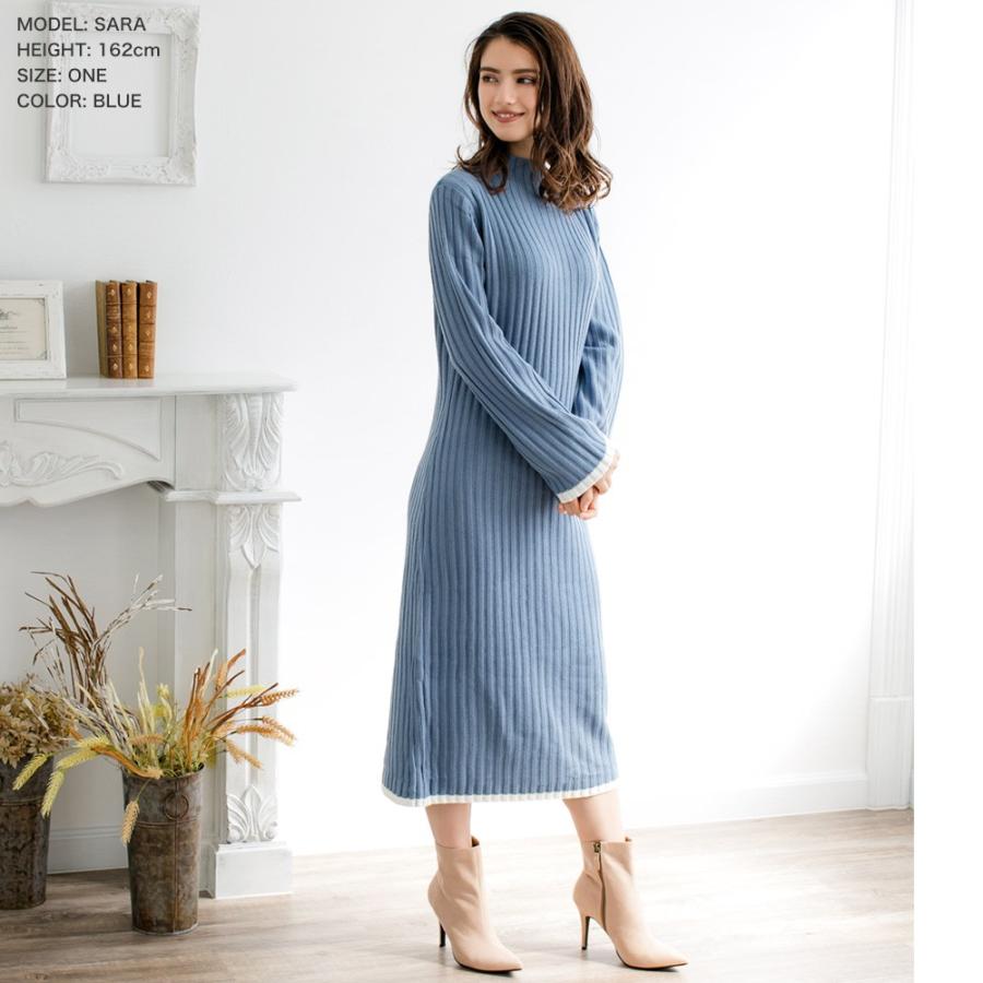 ニットワンピース 秋 ロング パイピング ゆったり ニットワンピ 冬 ロングワンピース ロング丈 ハイネック 長袖 ワンピース レディース Julia Boutique 通販 Yahoo ショッピング