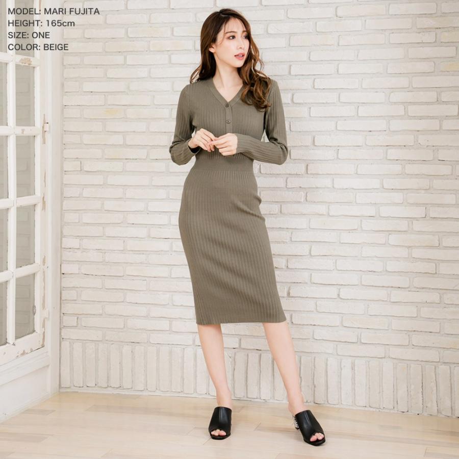 ワンピース レディース ニットワンピース ボタン タイトワンピース ひざ下 Ofjar 無料長期保証 Www Centrodeladultomayor Com Uy