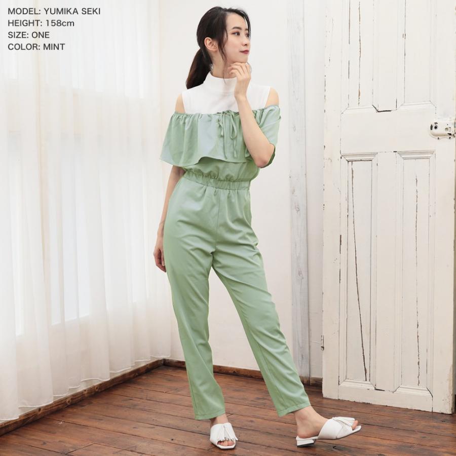 オールインワン 夏 レディース オフショル サロペット オフショルダー フリル 2way フリルネック つなぎ Julia Boutique 通販 Yahoo ショッピング
